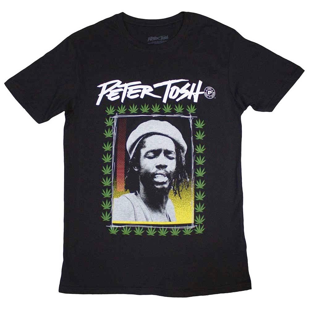 Peter Tosh - Leaf Frame Heren Tshirt - Zwart